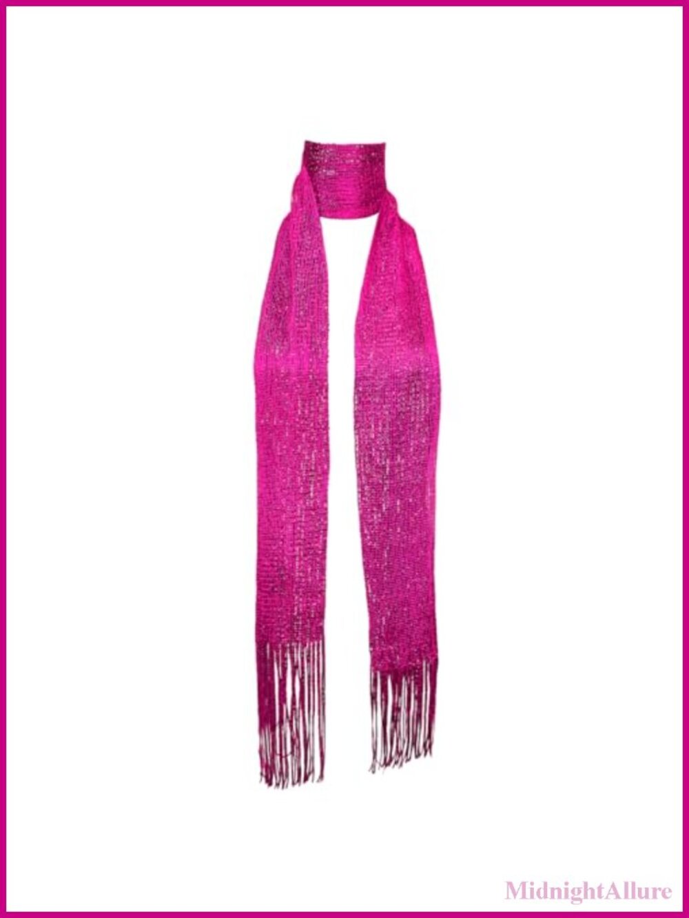 Sequin Neck Scarf Women Skinny Long Lightweight Fringe Wrap